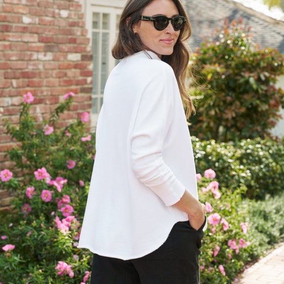 Frank & Eileen Effie Long-Sleeve Funnel Neck Capelet In White - Picture 3 of 10